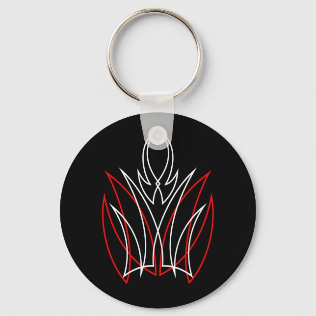 0001 Pinstripe Rojo & Blanco Key Ring (Front)