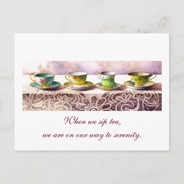 0001 Row of Teacups Alexandra Stoddard Postcard (Front)