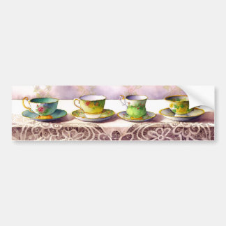 0001 Row of Teacups Bumper Sticker