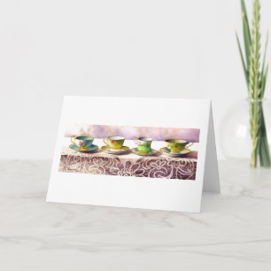 0001 Row of Teacups Greeting Card