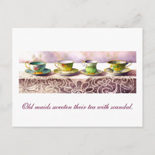 0001 Row of Teacups Josh Billings Postcard