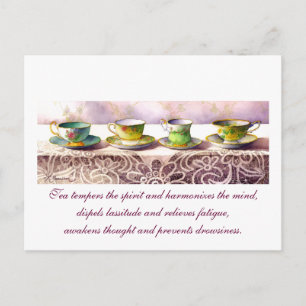 0001 Row of Teacups Lu Yu Postcard