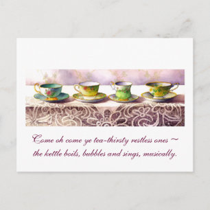 0001 Row of Teacups Rabindranath Tagore Postcard