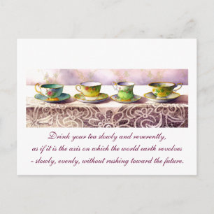 0001 Row of Teacups Thich Nat Hahn Postcard