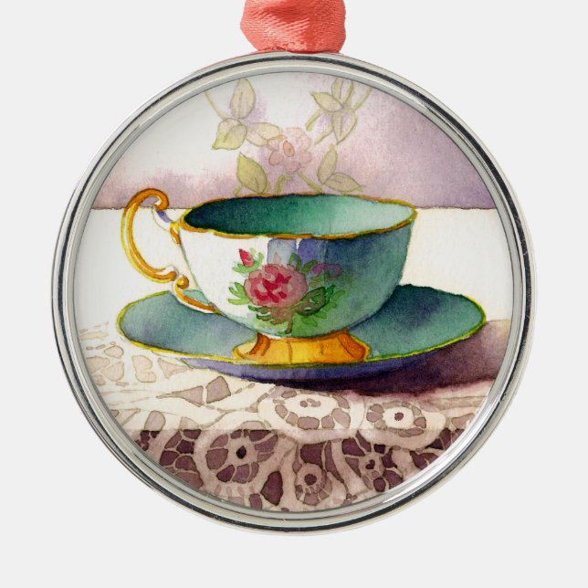 0001 Teacup on Lace Ornament (Front)