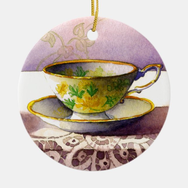0001 Teacup on Lace Ornament (Front)