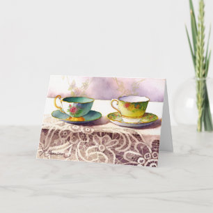 0001 Teacups on Lace Mother's DAy Card