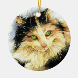 0010 Calico Cat Ceramic Tree Decoration