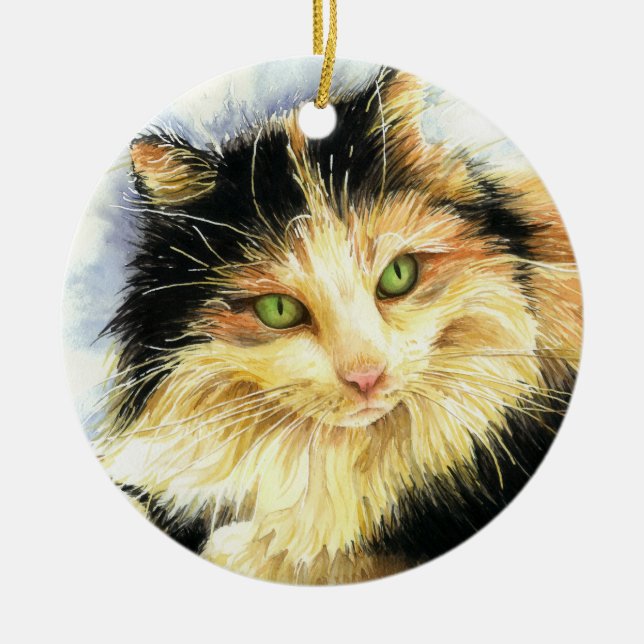 0010 Calico Cat Ceramic Tree Decoration (Front)