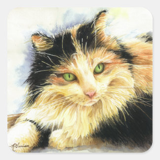 0010 Calico Cat Square Sticker