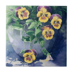 0011 Pansies in Planter Tile