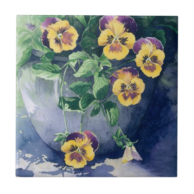 0011 Pansies in Planter Tile (Front)