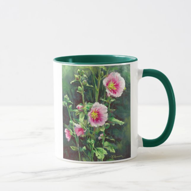 0013 Pink Hollyhocks Mug (Right)