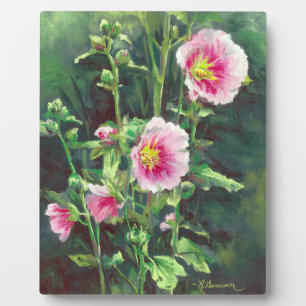 0013 Pink Hollyhocks Plaque