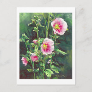 0013 Pink Hollyhocks Postcard