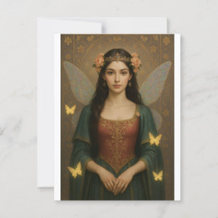 001_A fairy princess in teal green and crimson. Postcard