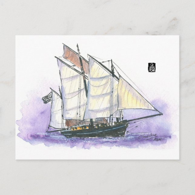 (001) Le Corentin - Lugger Tall Ship Postcard (Front)