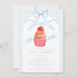 001 Sky Blue Berry Sweet Strawberry Baby Shower Invitation