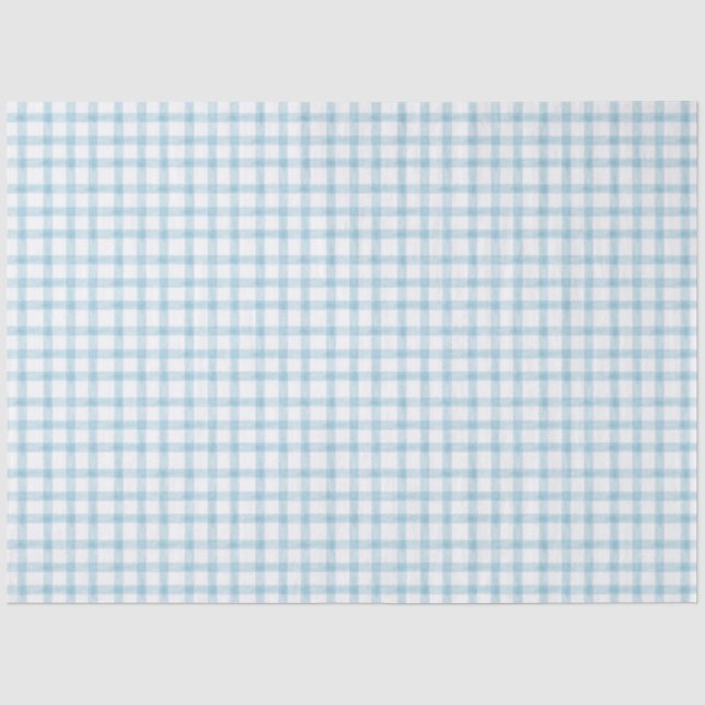 001 Sky Blue Gingham Tissue Paper (Front)