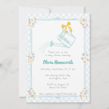 001 Sky Blue Gingham Watering Can Baby Shower