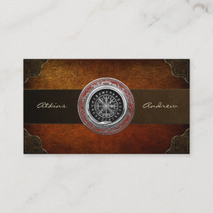 [001] Vegvisir - Viking Silver Magic Runic Compass Business Card