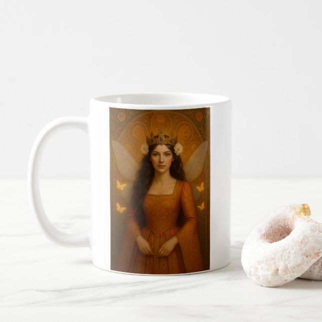 002_A fairy princess in burnt orange. Coffee Mug (With Donut)