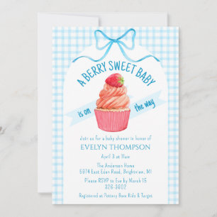002 Cerulean Berry Sweet Strawberry Baby Shower Invitation