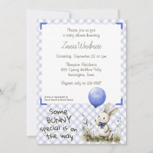 004 Indigo Blue • Some Bunny Special Baby Shower Invitation