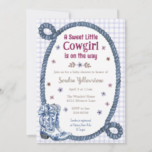 005 Iris Country Cowgirl Baby Shower Invitation