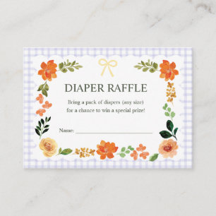 005 Iris Gingham Baby Shower Diaper Raffle Enclosure Card