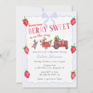 005 Iris Gingham Berry Sweet Farm Baby Shower Invitation