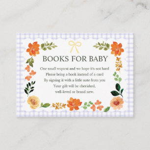 005 Iris Gingham Books for Baby Shower Enclosure Card
