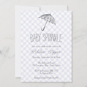 005 Iris Modern Umbrella Gingham Baby Sprinkle Invitation