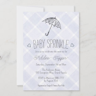 005 Iris Plaid Umbrella Baby Sprinkle Shower Invitation