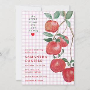 006 Wine Apple of Our Eye Gingham Baby Shower Invitation