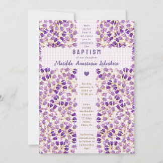 006 Wine Stained Glass Garden Gingham Baptism Invitation