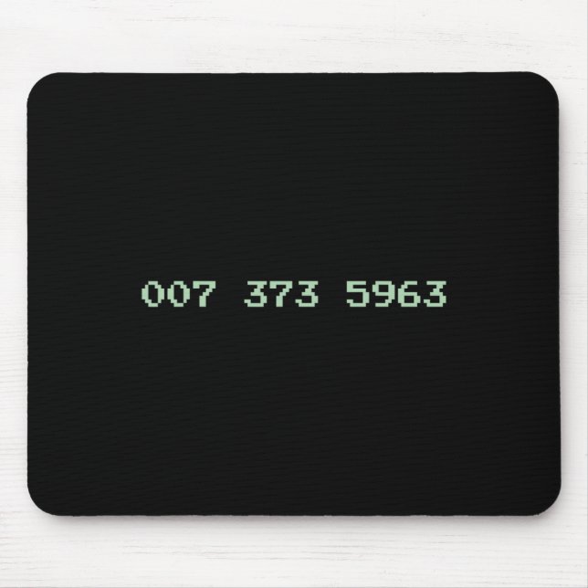 007 373 5963 Video Game Code 1987 80's Retro Games Mouse Pad (Front)