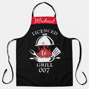 007 'Licensed to Grill' Parody Apron - Custom Name