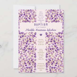 007 Red Stained Glass Garden Gingham Baptism Invitation