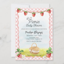 007 Red Strawberry Picnic Baby Shower