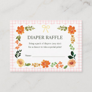 008 Blush Gingham Baby Shower Diaper Raffle Enclosure Card