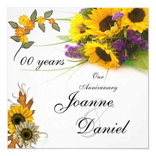00 Anniversary Invite Sunflowers Flowers