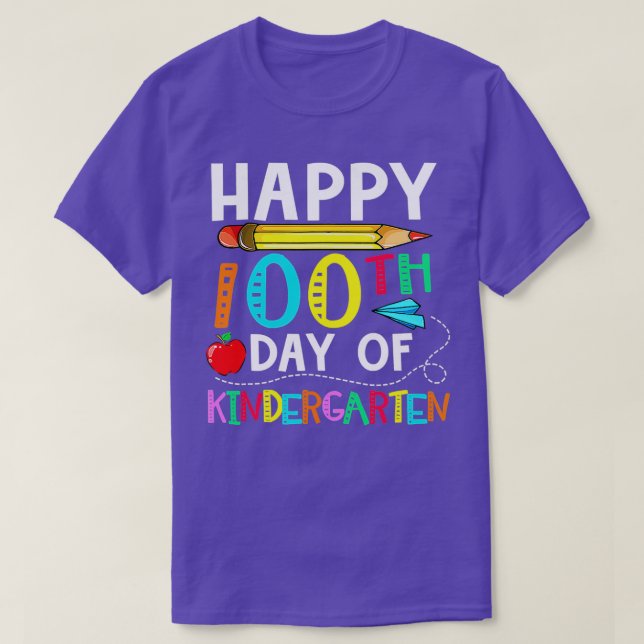 00 Days Of Kindergarten Happy 00th Day Of School T-Shirt (Design Front)
