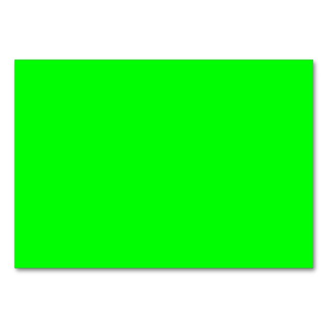 #00FF00 Hex Code Web Colour Neon Green Table Number (Front)