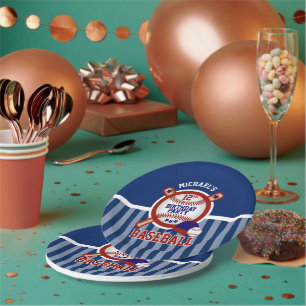 00th Birthday Party - Baseball - Dark Blue Paper Plate