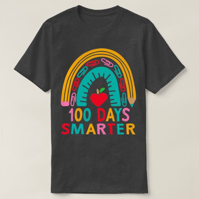 00th Day Of School Teacher 00 Days Smarter Rainbow T-Shirt (Design Front)