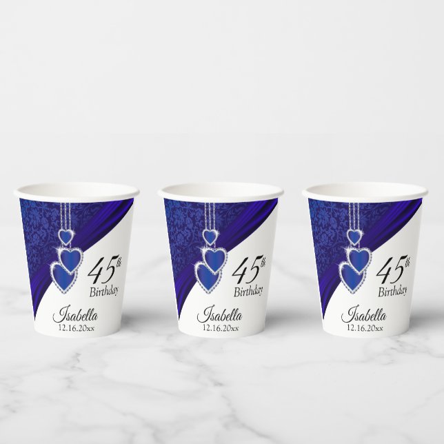 00th Sapphire Birthday Celebration Paper Cups (Multi)