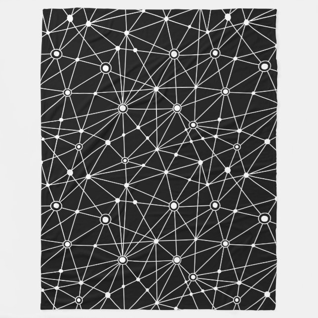 010316 Network - White on Black Fleece Blanket (Front)