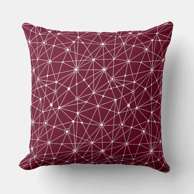 010316 Network - White on Deep Crimson Cushion (Front)