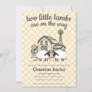 010 Amber 2 Little Lambs Farm Gingham Baby Shower Invitation